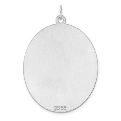 Sterling Silver Rhod-Plate Eng. Oval Polish Front/satin Back Disc Charm