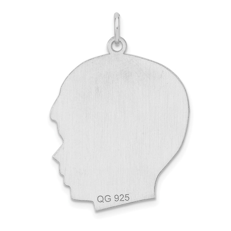 Sterling Silver Rh-Plt Engravable Boy Polished Front/satin Back Disc Charm