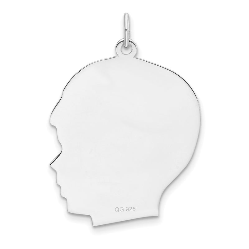 Sterling Silver Rh-Plt Engravable Boy Disc Charm Polish on Front/back