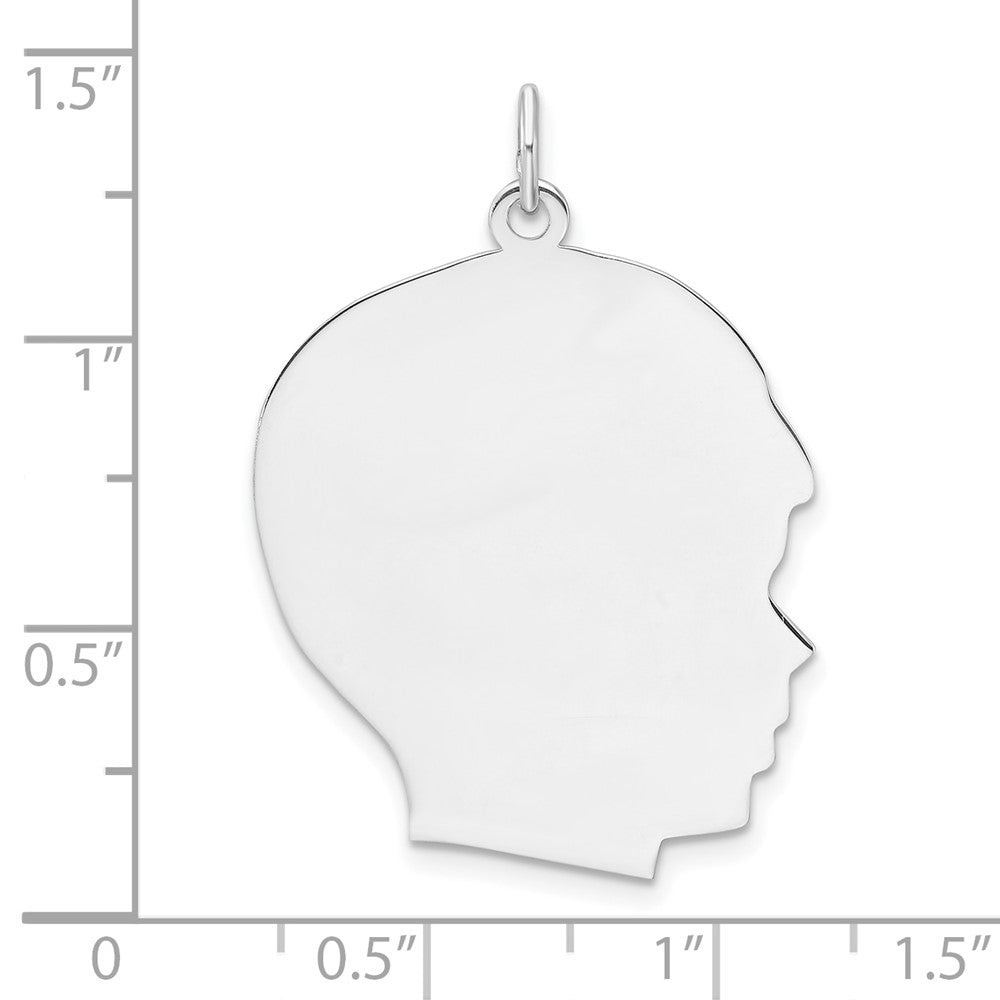 Sterling Silver Rh-Plt Engravable Boy Disc Charm Polish on Front/back