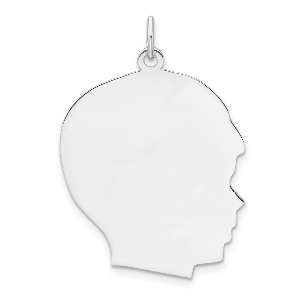 Sterling Silver Rh-Plt Engravable Boy Disc Charm Polish on Front/back