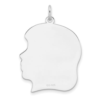 Sterling Silver Rh-Plt Engravable Girl Disc Charm Polish on Front/back