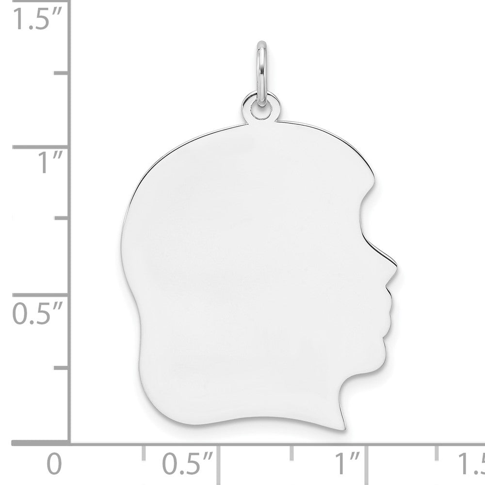 Sterling Silver Rh-Plt Engravable Girl Disc Charm Polish on Front/back