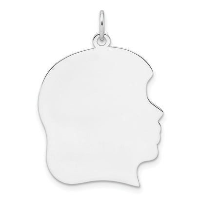Sterling Silver Rh-Plt Engravable Girl Disc Charm Polish on Front/back