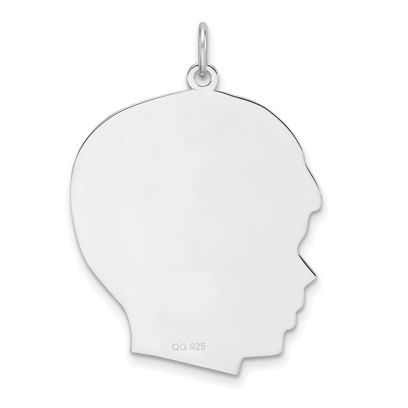 Sterling Silver Rhod-Plate Eng. Boy Polished Front and Back Disc Charm