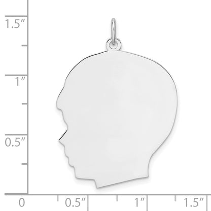 Sterling Silver Rhod-Plate Eng. Boy Polished Front and Back Disc Charm