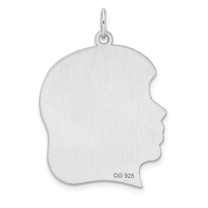 Sterling Silver Rhod-Plate Eng. Girl Polished Front/satin Back Disc Charm