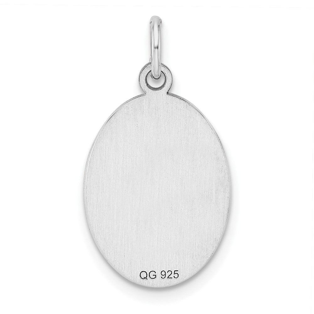 Sterl Silver Rh-Plt Engraveable Oval Polished Front/satin Back Disc Charm
