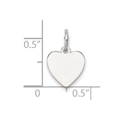 Sterling Silver Rh-Plt Engraveable Heart Polished Front/satin Back Disc Charm