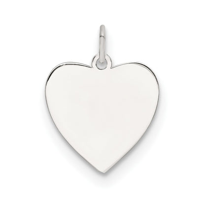 Sterling Silver Rh-Plt Engraveable Heart Polished Front/satin Back Disc Charm
