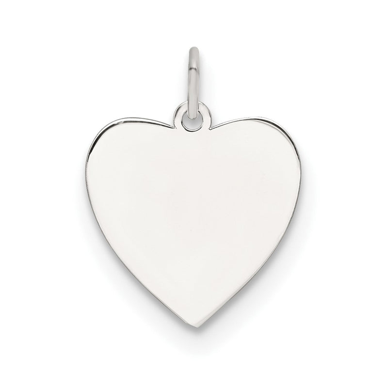 Sterling Silver Rh-Plt Engraveable Heart Polished Front/satin Back Disc Charm