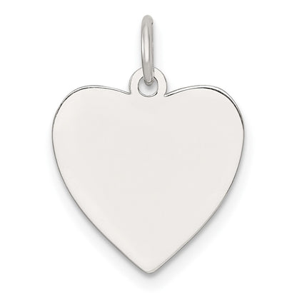 Sterling Silver Rh-Plt Engraveable Heart Polished Front/satin Back Disc Charm