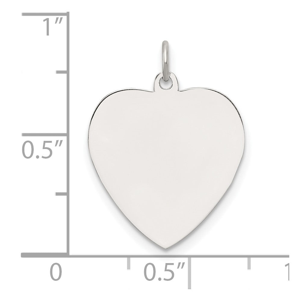 Sterling Silver Rh-Plt Engraveable Heart Polished Front/satin Back Disc Charm