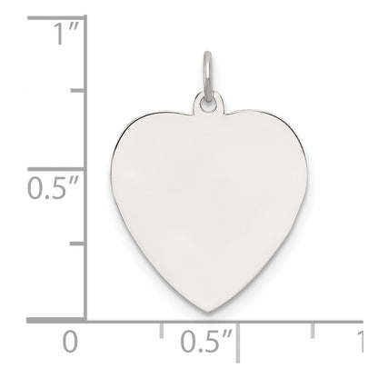 Sterling Silver Rh-Plt Engraveable Heart Polished Front/satin Back Disc Charm