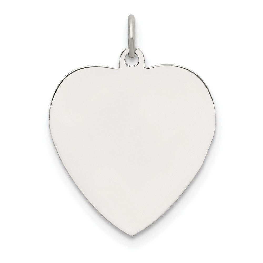 Sterling Silver Rh-Plt Engraveable Heart Polished Front/satin Back Disc Charm