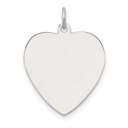Sterling Silver Rh-Plt Engraveable Heart Polished Front/satin Back Disc Charm