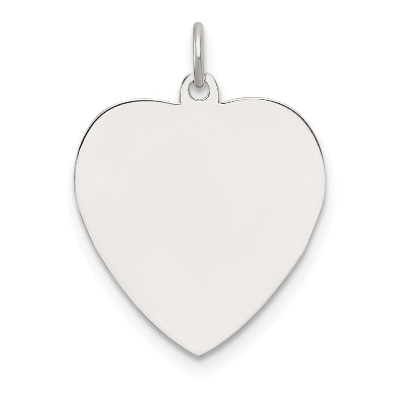Sterling Silver Rh-Plt Engraveable Heart Polished Front/satin Back Disc Charm