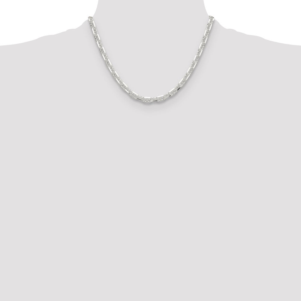 Sterling Silver Polished and D/c 5.5mm Mariner Link Chain