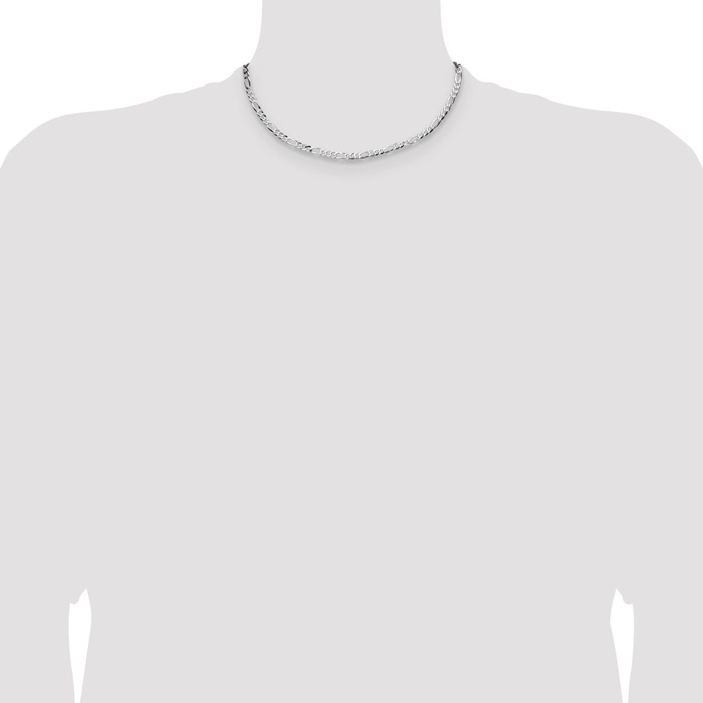 Sterling Silver 4.0mm Lightweight Flat Figaro Chain Necklace