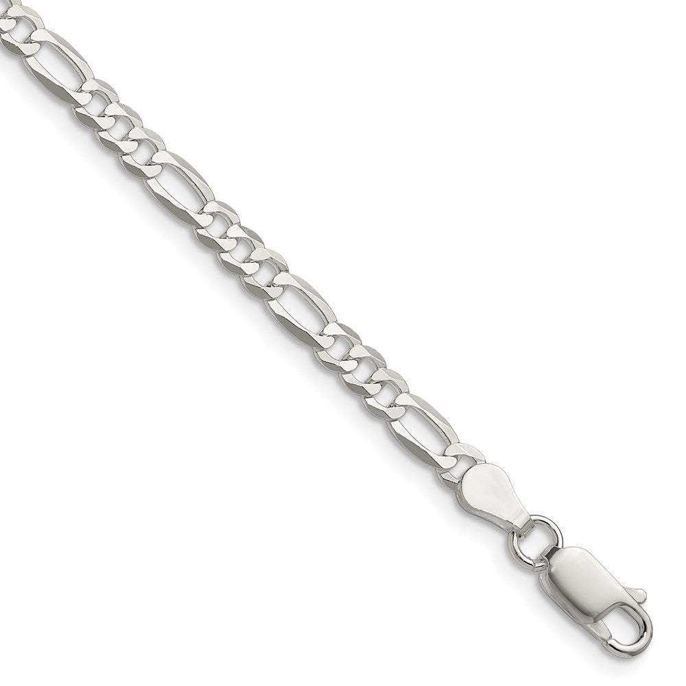 Sterling Silver 4.0mm Lightweight Flat Figaro Chain Anklet