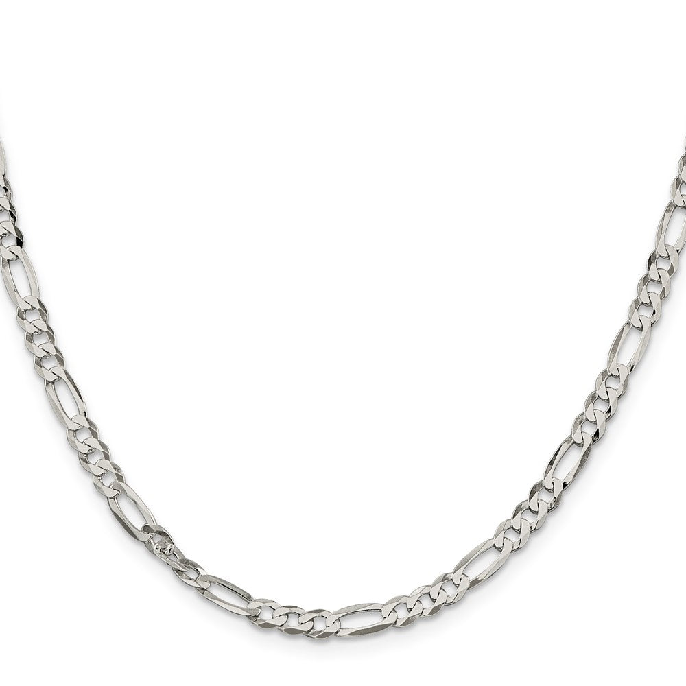22 Inch Sterling Silver 4.5mm Lightweight Flat Figaro Chain Necklace
