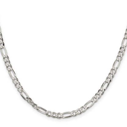 18 Inch Sterling Silver 4.5mm Lightweight Flat Figaro Chain