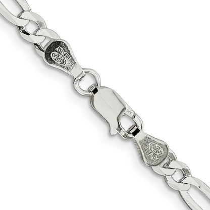 20 Inch Sterling Silver 4.5mm Lightweight Flat Figaro Chain