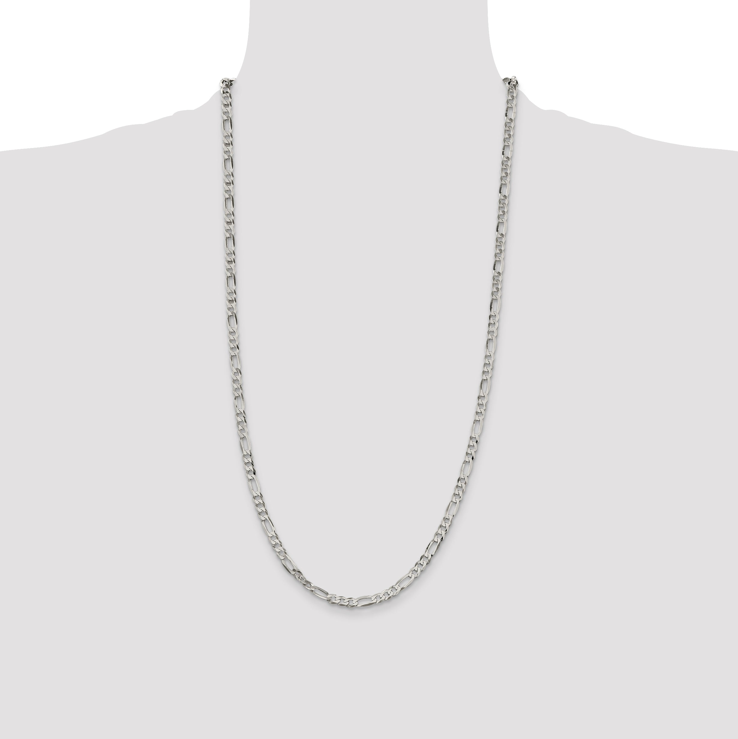 28 Inch Sterling Silver 4.5mm Lightweight Flat Figaro Chain