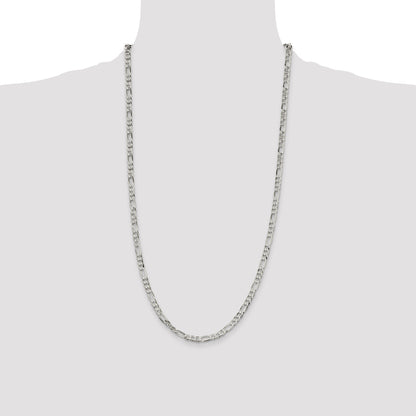 28 Inch Sterling Silver 4.5mm Lightweight Flat Figaro Chain