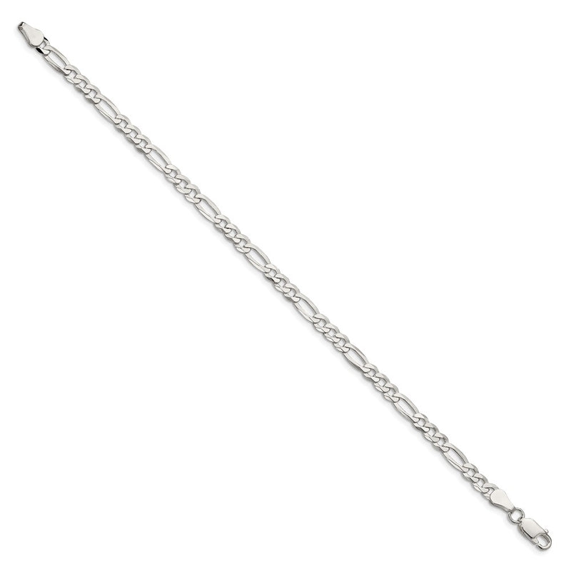 Sterling Silver 4.5mm Lightweight Flat Figaro Chain Anklet
