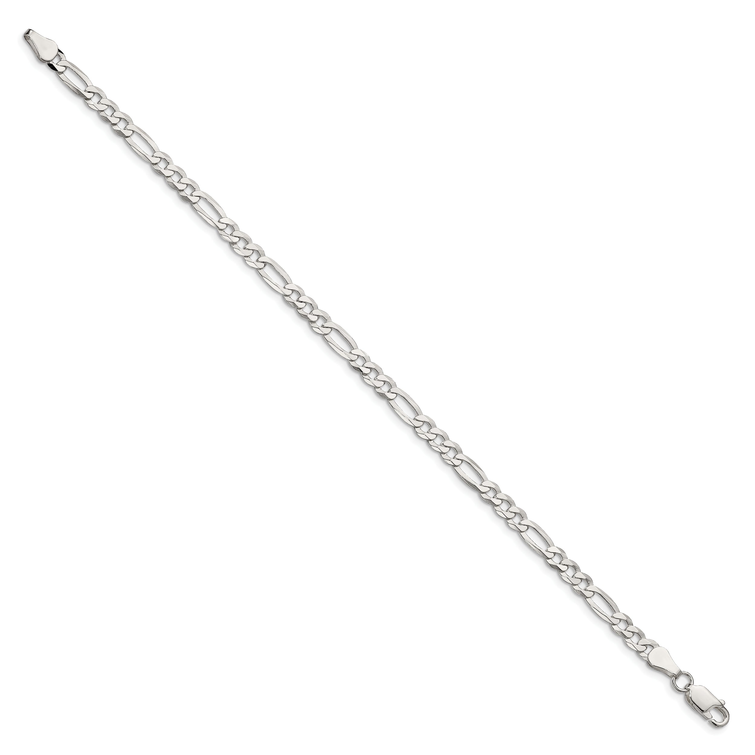8 Inch Sterling Silver 4.5mm Lightweight Flat Figaro Chain