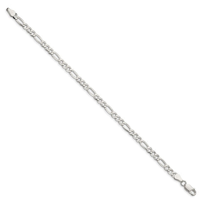 Sterling Silver 4.5mm Lightweight Flat Figaro Chain Bracelet