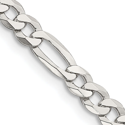 18 Inch Sterling Silver 4.5mm Lightweight Flat Figaro Chain