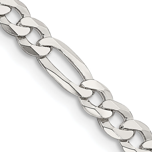 18 Inch Sterling Silver 4.5mm Lightweight Flat Figaro Chain