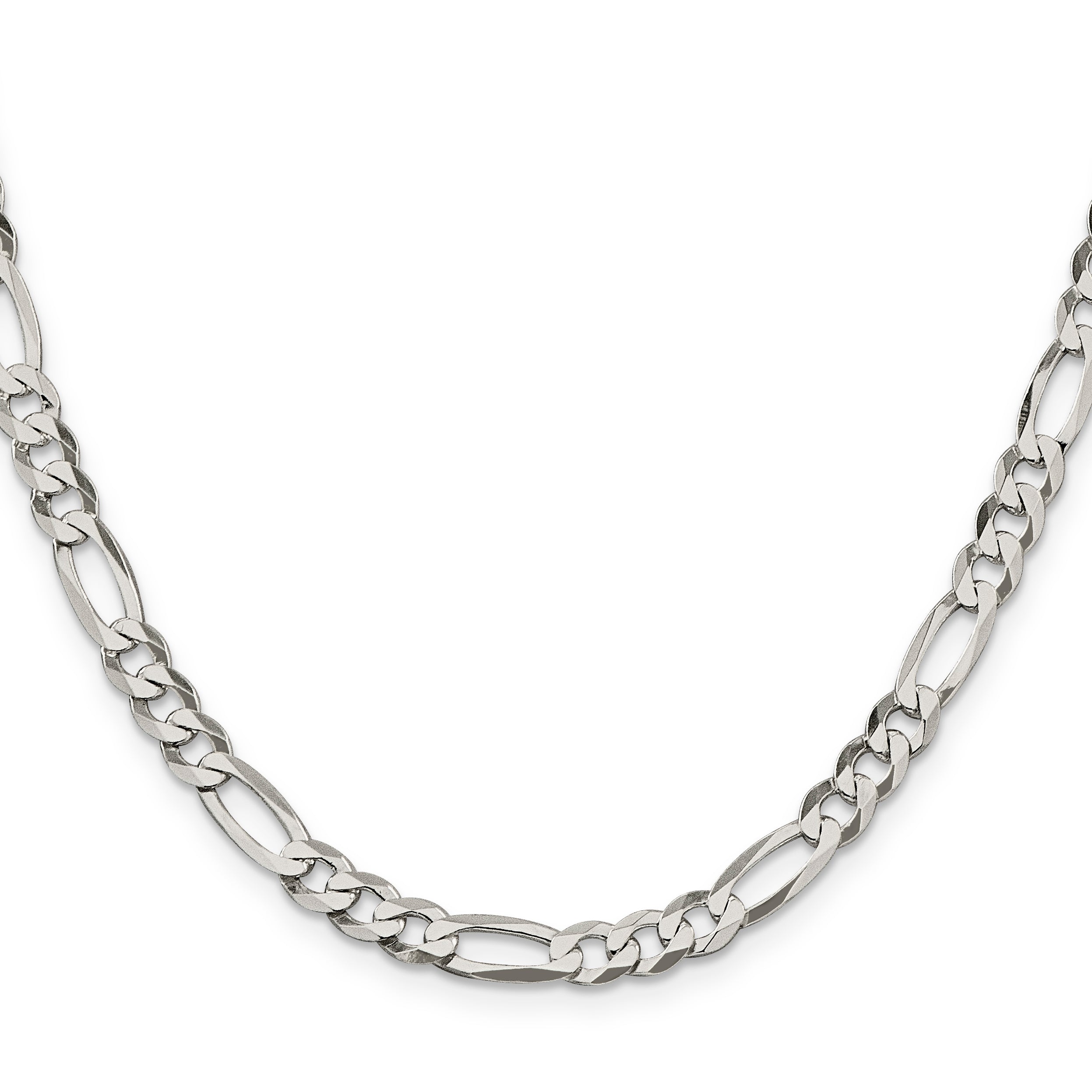 24 Inch Sterling Silver 5.5mm Lightweight Flat Figaro Chain