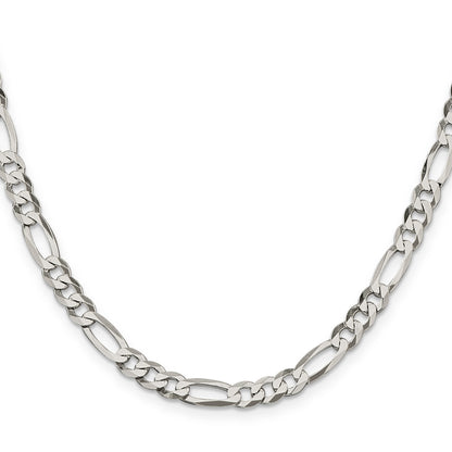 24 Inch Sterling Silver 5.5mm Lightweight Flat Figaro Chain