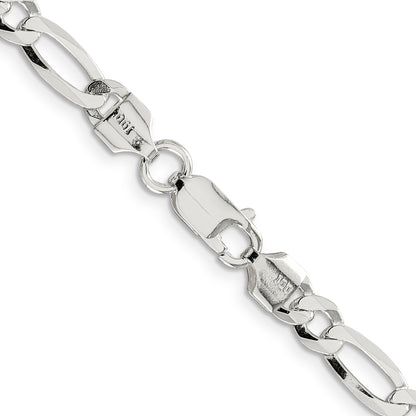 26 Inch Sterling Silver 5.5mm Lightweight Flat Figaro Chain