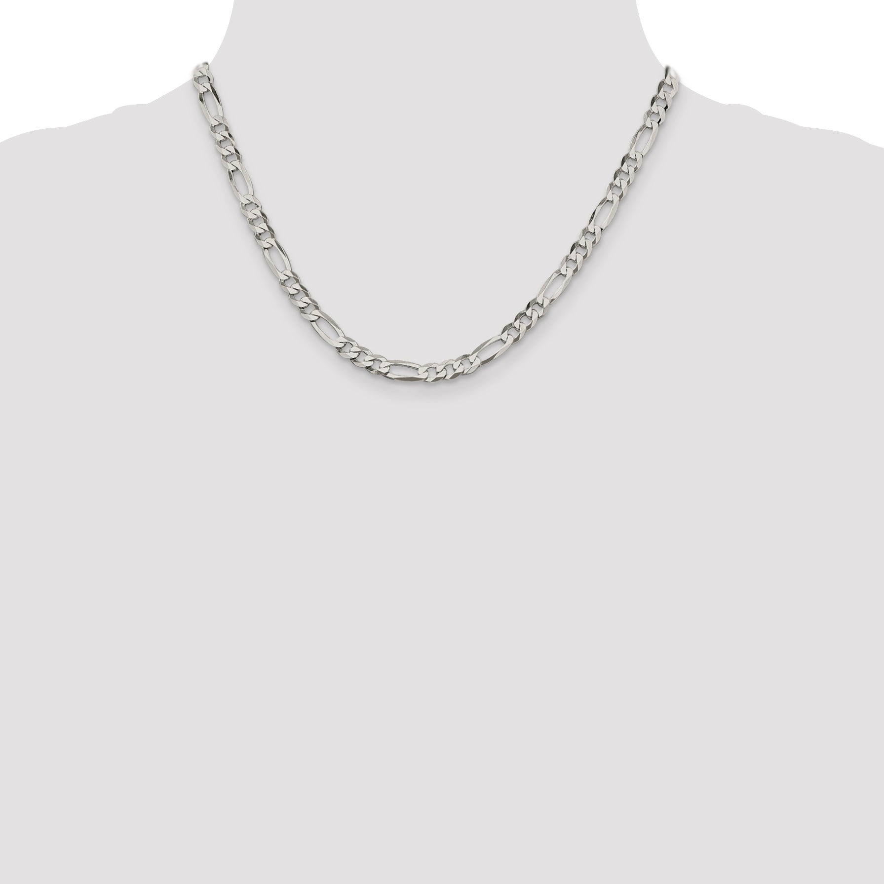 18 Inch Sterling Silver 5.5mm Lightweight Flat Figaro Chain