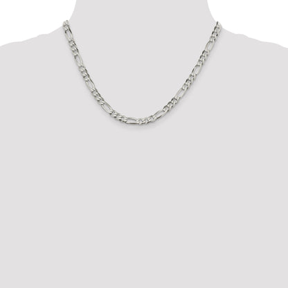 18 Inch Sterling Silver 5.5mm Lightweight Flat Figaro Chain
