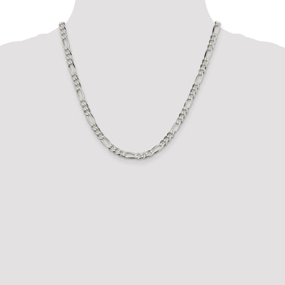 20 Inch Sterling Silver 5.5mm Lightweight Flat Figaro Chain
