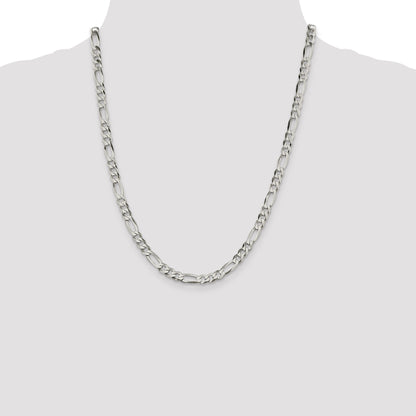 22 Inch Sterling Silver 5.5mm Lightweight Flat Figaro Chain