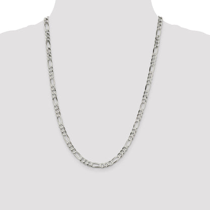 24 Inch Sterling Silver 5.5mm Lightweight Flat Figaro Chain