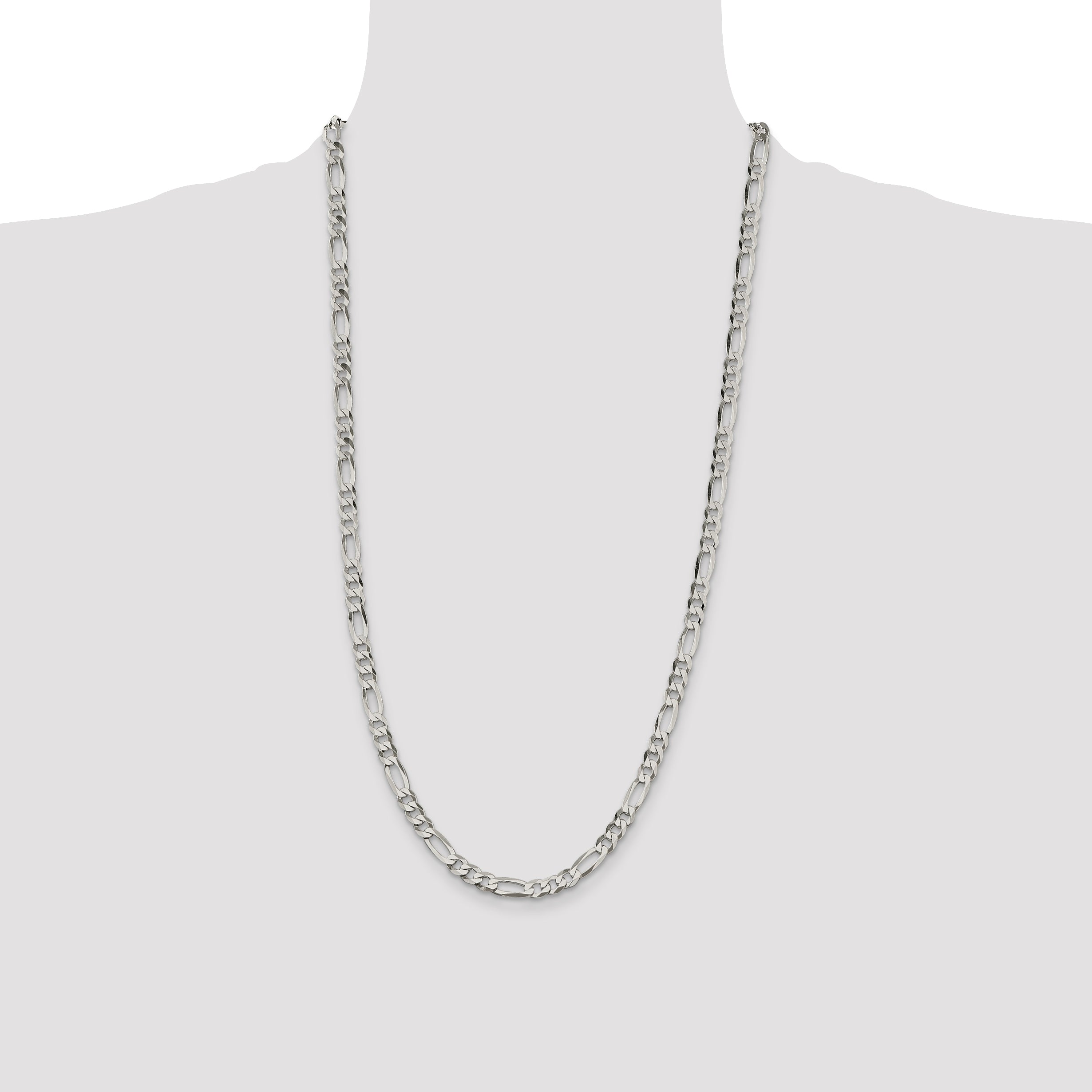 28 Inch Sterling Silver 5.5mm Lightweight Flat Figaro Chain