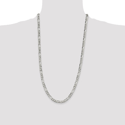 28 Inch Sterling Silver 5.5mm Lightweight Flat Figaro Chain