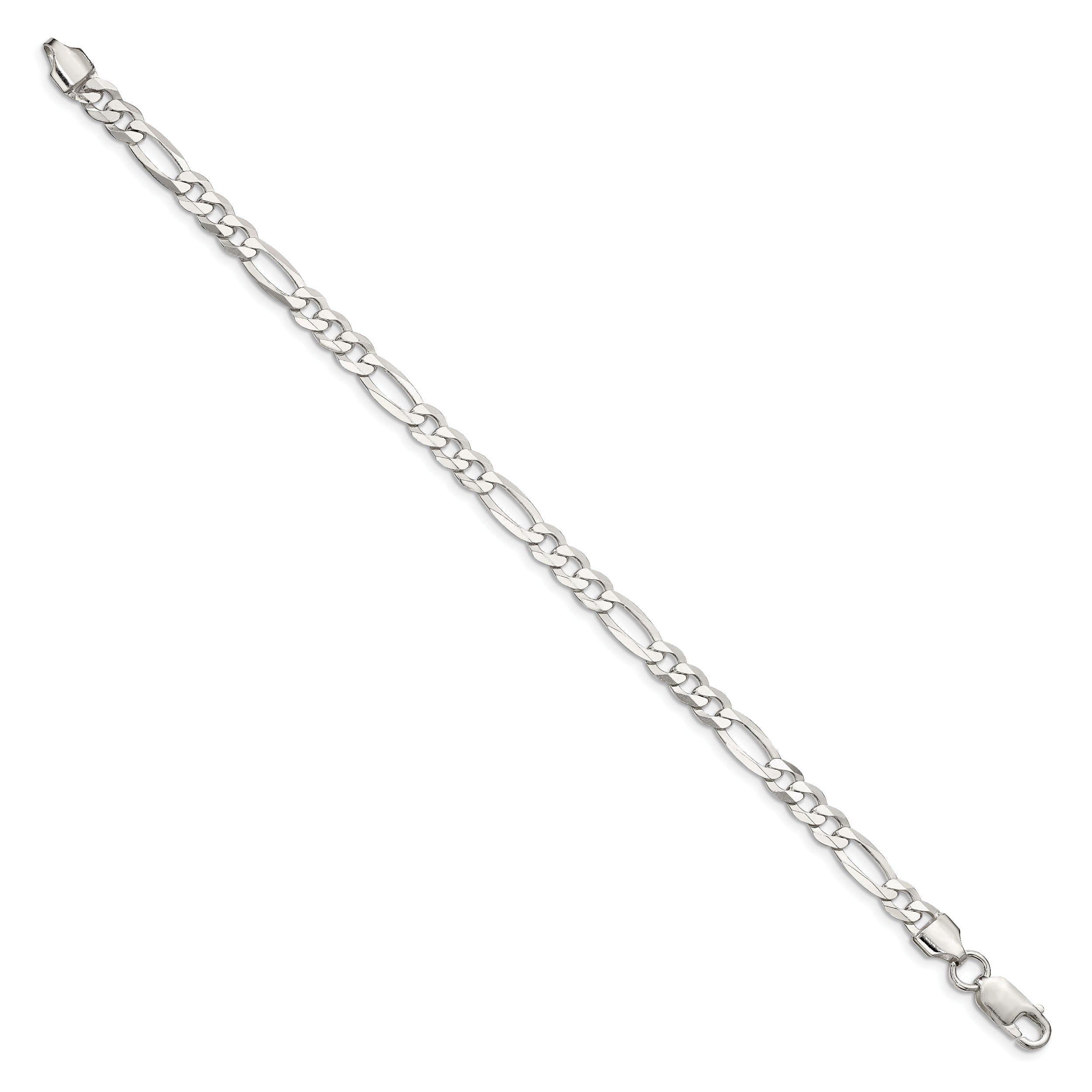 8 Inch Sterling Silver 5.5mm Lightweight Flat Figaro Chain