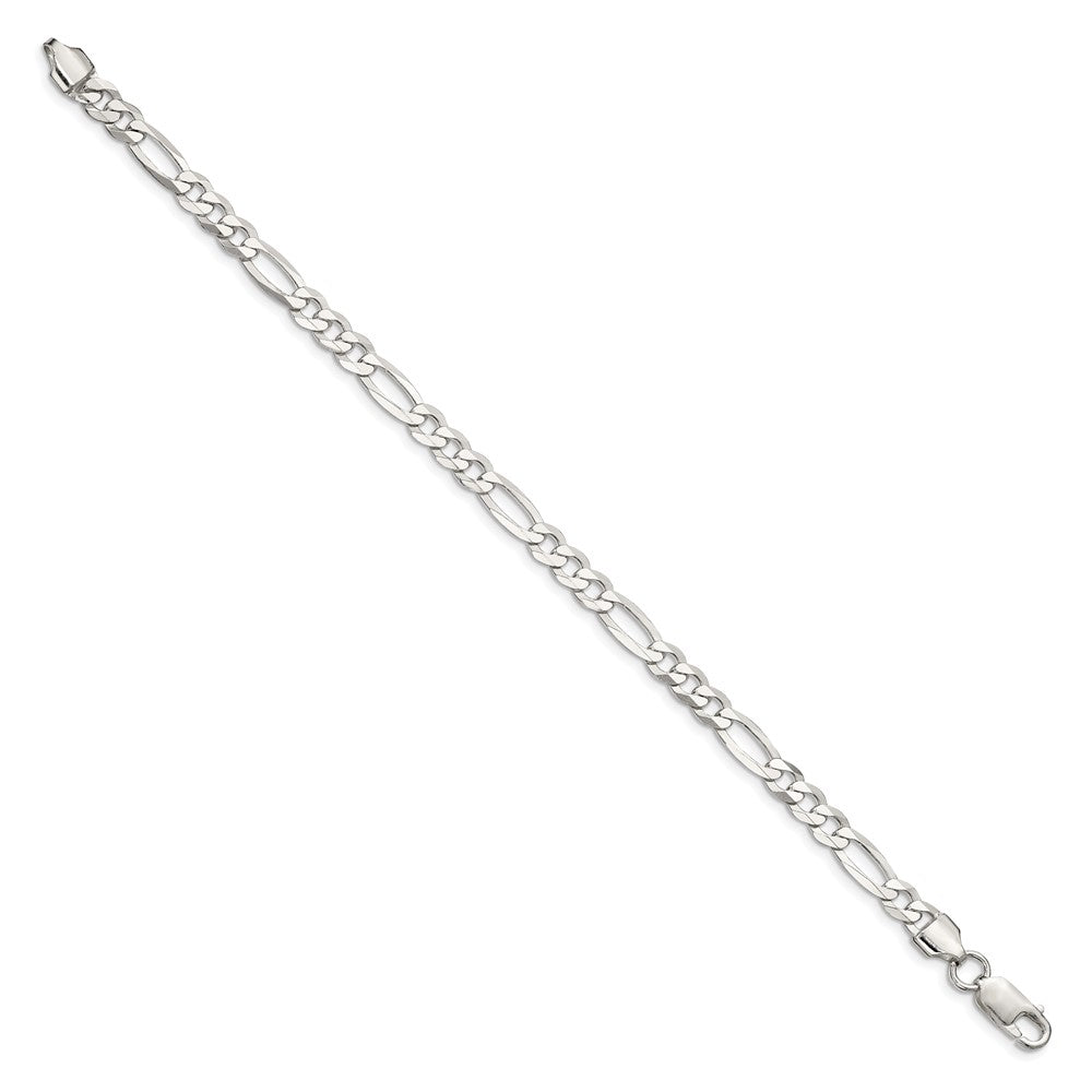 9 Inch Sterling Silver 5.5mm Lightweight Flat Figaro Chain Bracelet