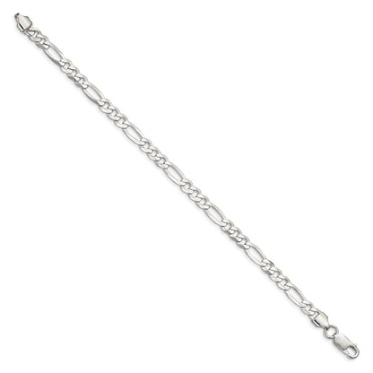 9 Inch Sterling Silver 5.5mm Lightweight Flat Figaro Chain Bracelet