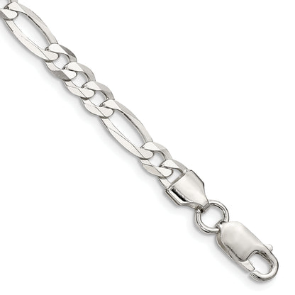 9 Inch Sterling Silver 5.5mm Lightweight Flat Figaro Chain