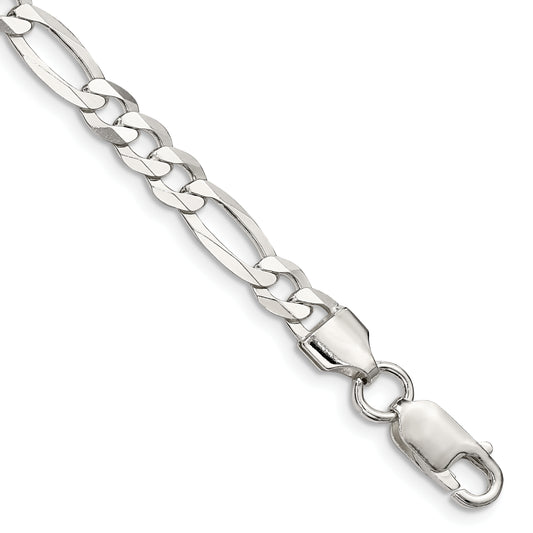 9 Inch Sterling Silver 5.5mm Lightweight Flat Figaro Chain