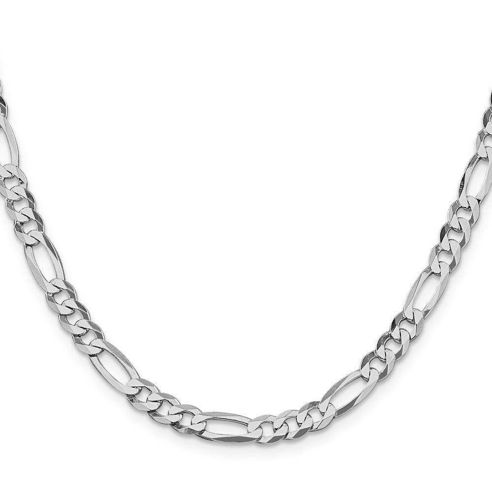 Sterling Silver Rhodium-Plated 5.5mm Lightweight Flat Figaro Chain Necklace